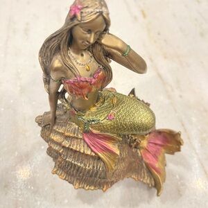Vintage Seymour Mann Golden Mermaid On A Shell Statue